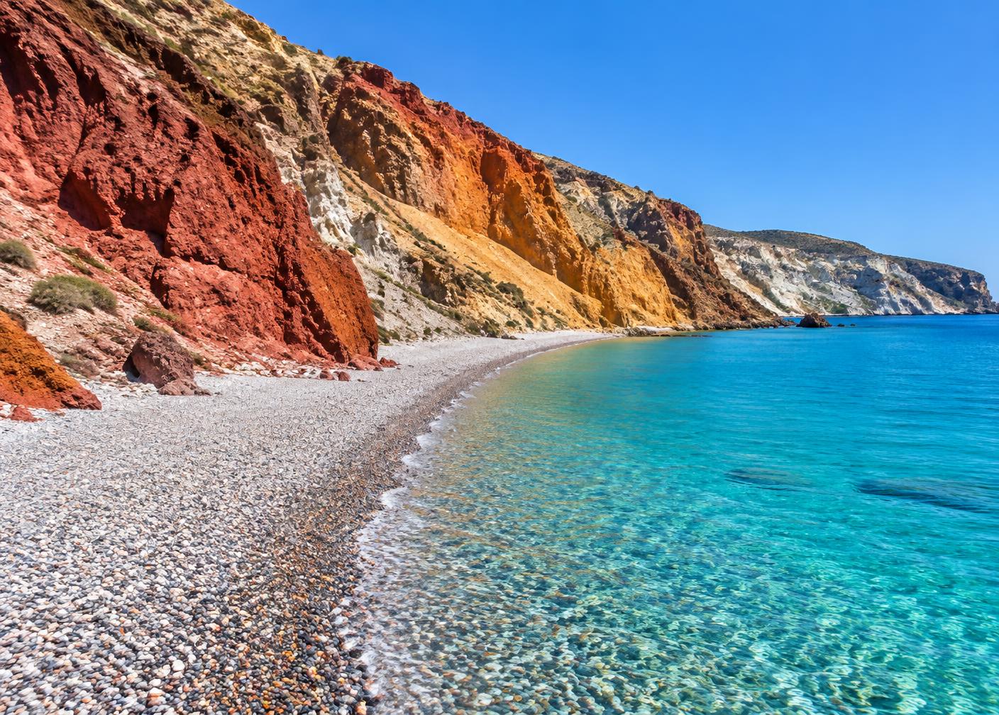 Paleochori beach beneath red cliffs